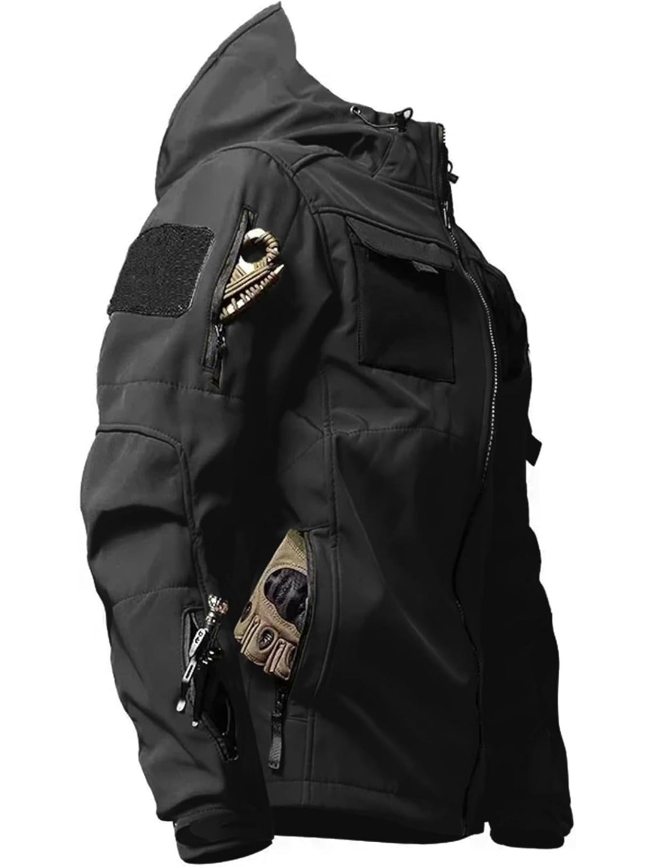 Men's High Quality Full-Zip Softshell Windbreaker Tactical Jacket with Hood -for Hunting, Hiking, Skiing ....