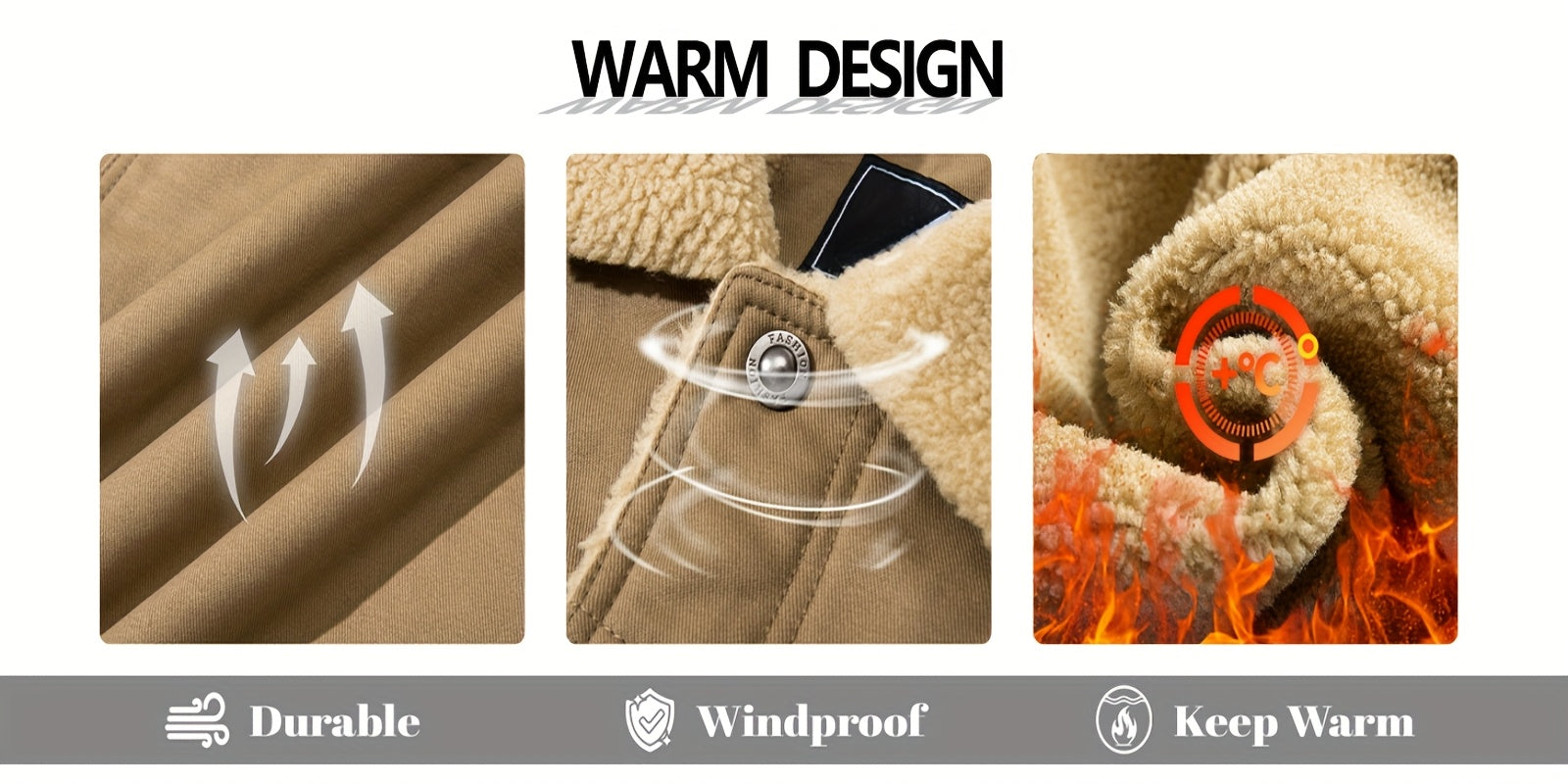 Men's Heavy-Duty Fleece Windproof Machine Washable, Chest Pocket, Front Full-Zip Workwear Coat with Collar...