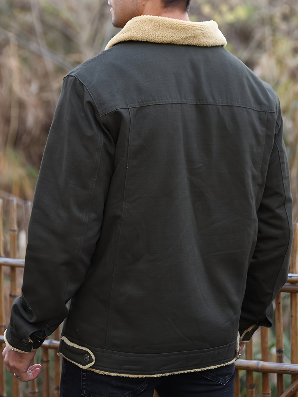 Men's Heavy-Duty Fleece Windproof Machine Washable, Chest Pocket, Front Full-Zip Workwear Coat with Collar...