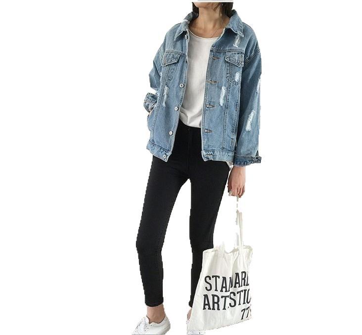 Loose Wash Water Frayed Denim Jacket Women Look Thin Women