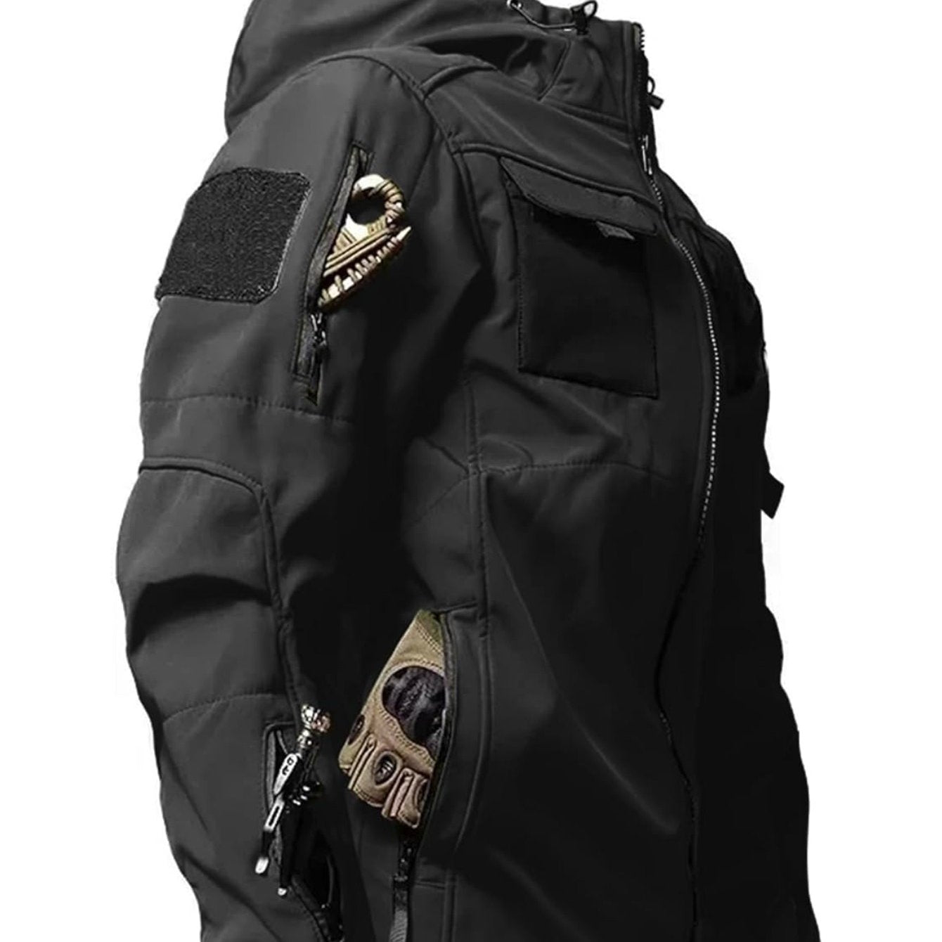 Men's High Quality Full-Zip Softshell Windbreaker Tactical Jacket with Hood -for Hunting, Hiking, Skiing ....