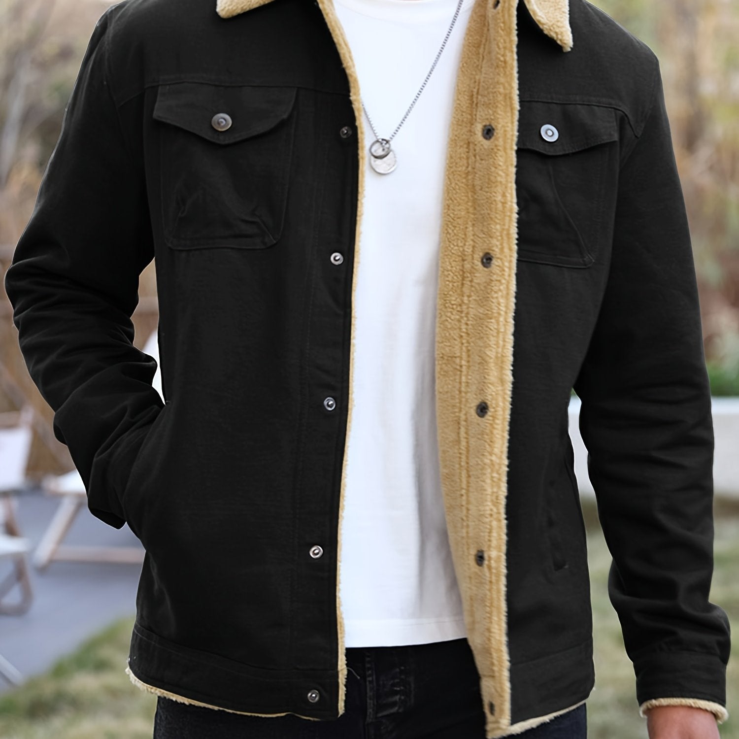 Men's Heavy-Duty Casual Fleece Collar & Chest Pocket Windproof Winter Workwear Coat That will Help Keep You Warm On Those Cold Days!