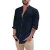 New Men's Fashion Cotton Cardigan Solid Color Breathable Long Sleeve Shirts..
