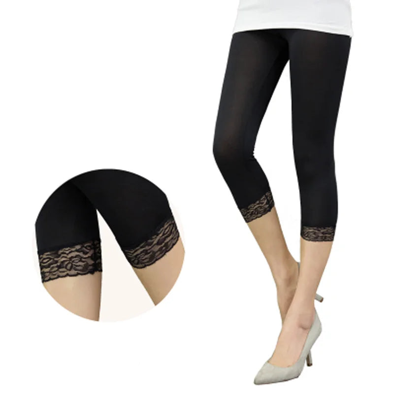 Women's Thin Lace Summer Capris Skinny Legging Shorts...