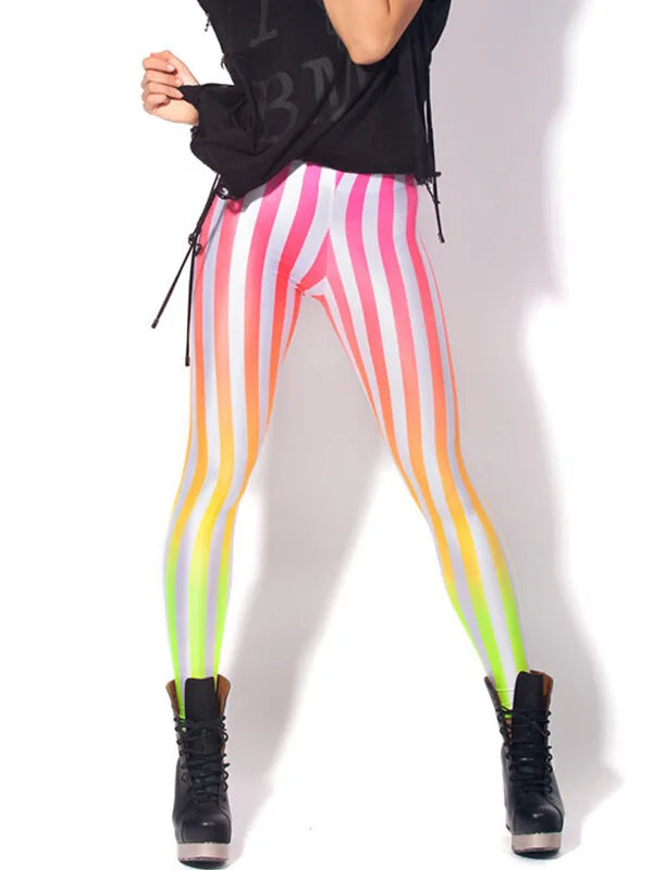 Women's New Sexy Slim High Waist, Stripe, Rainbow, Plus An Assortment Of Other Prints Fitness Fashion Leggings Pants Great For Christmas Gift