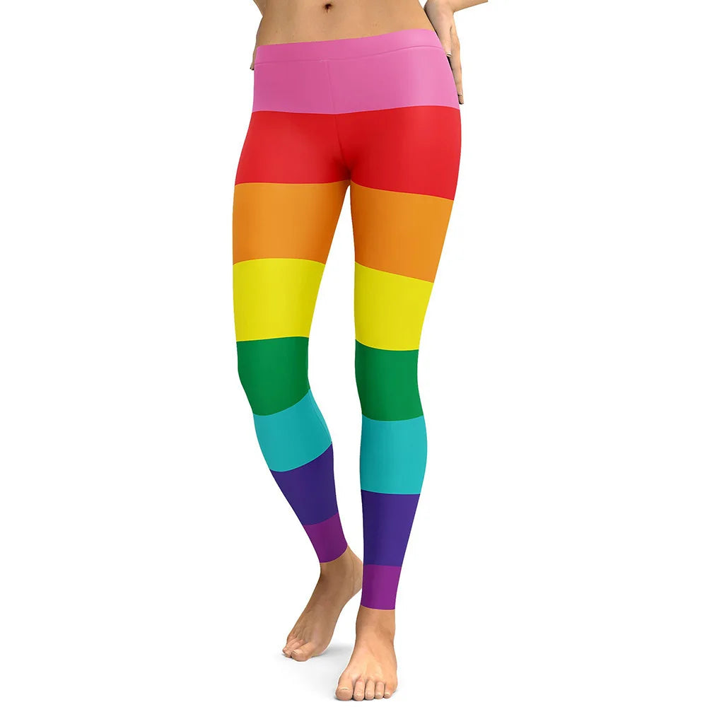 Women's New Sexy Slim High Waist, Stripe, Rainbow, Plus An Assortment Of Other Prints Fitness Fashion Leggings Pants Great For Christmas Gift