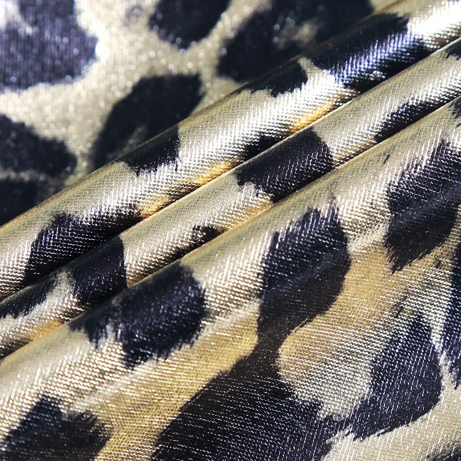 Women's Shiny Elastic Mid Waist Ankle-Length Leopard Leggings...