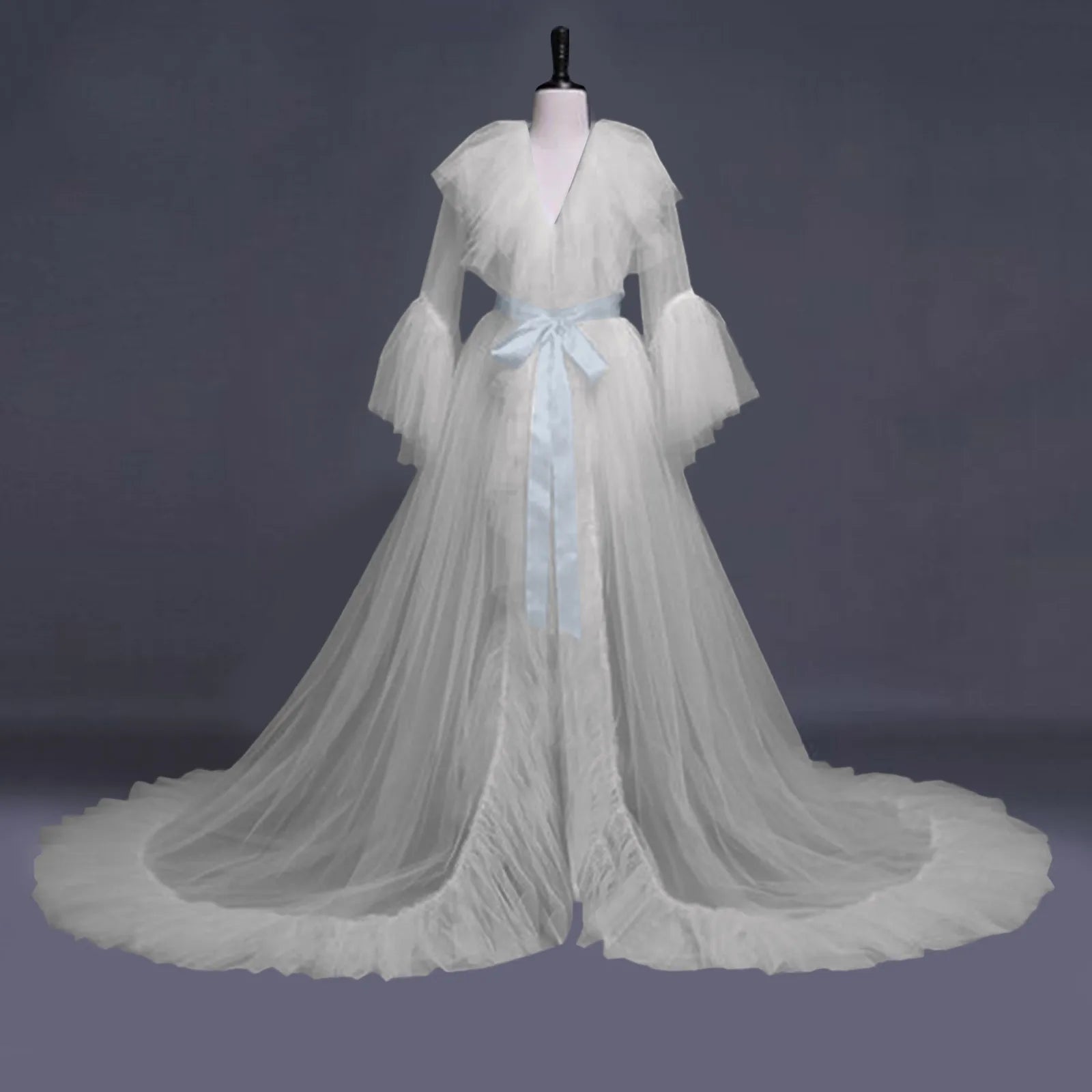 Ladies' Sexy Bridal, Wedding Lace Long Lingerie Robe Dress with Tulle for Women....