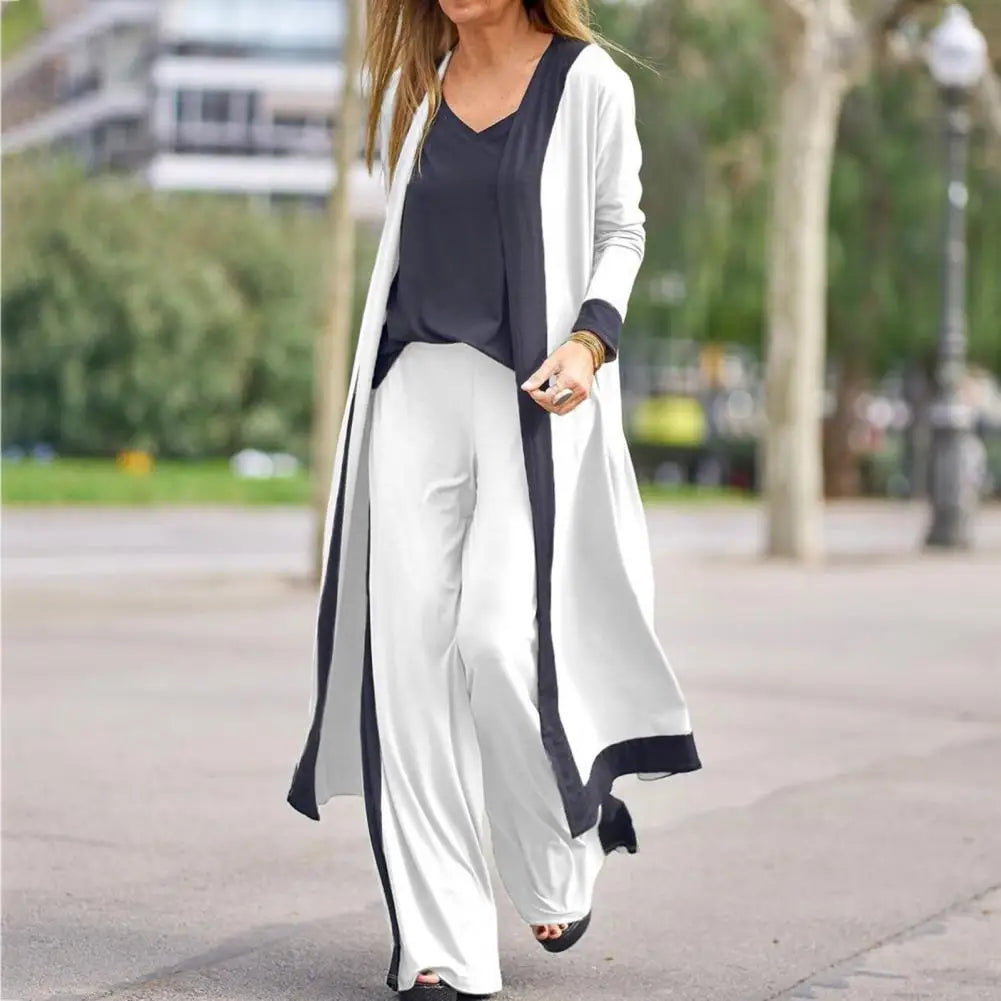 Women's 3 Pcs/Set Fall Stylish Spaghetti Strap Cardigan Vest Coat Pants Outfit Set...