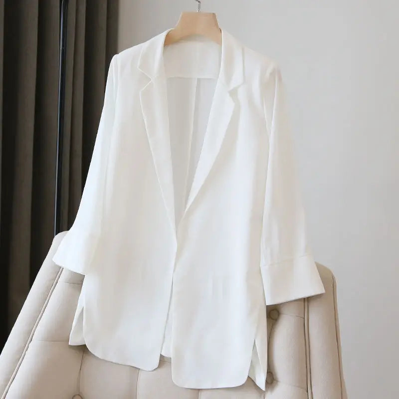 Women's Chic Thin Solid Colors Summer Blazers...