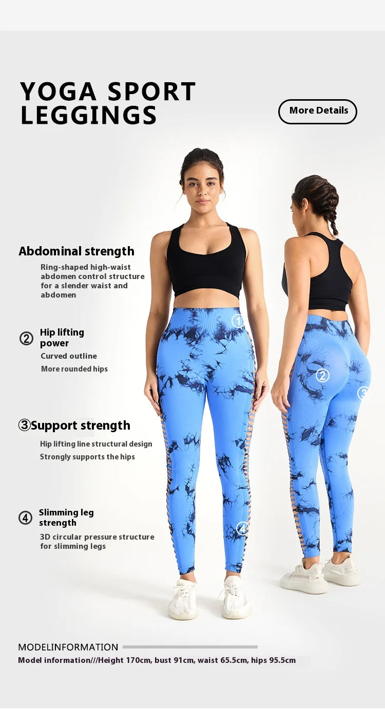 Women's Sexy Skinny Stretch Butt Lifting High Waist Seamless Hollow Out Tie Dye Yoga, Gym Leggings...