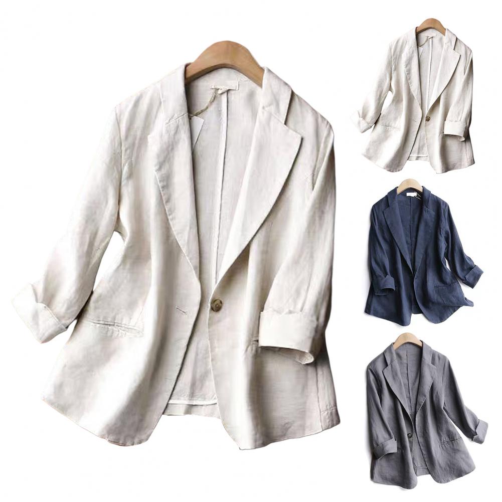 Women's Solid Color Long Sleeves w/Pockets Turn down Collar Fashion Jacket...
