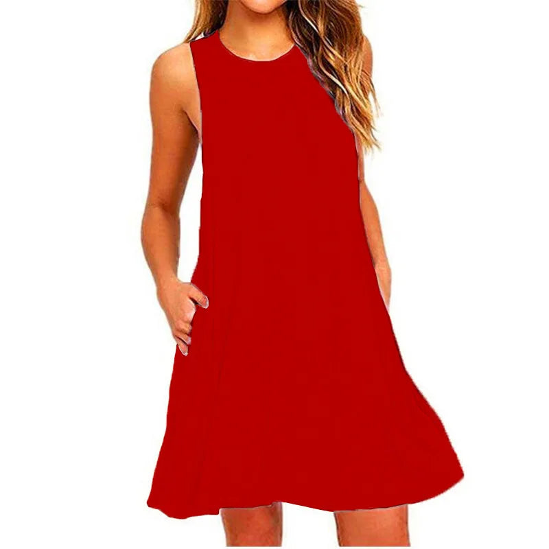 Women's Summer Casual Beach Cover Up With Pockets T-Shirt Dresses...