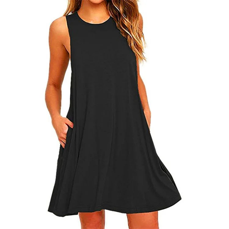 Women's Summer Casual Beach Cover Up With Pockets T-Shirt Dresses...
