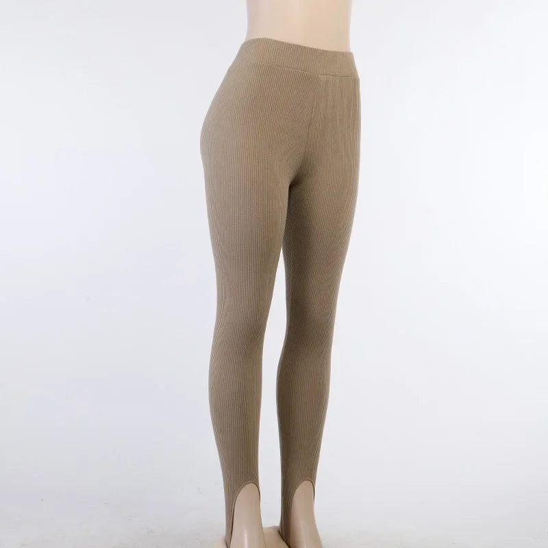 Women's High Waist Elastic Breathable Knitted Tight  Gym Running Yoga Slim Leggings Pants...