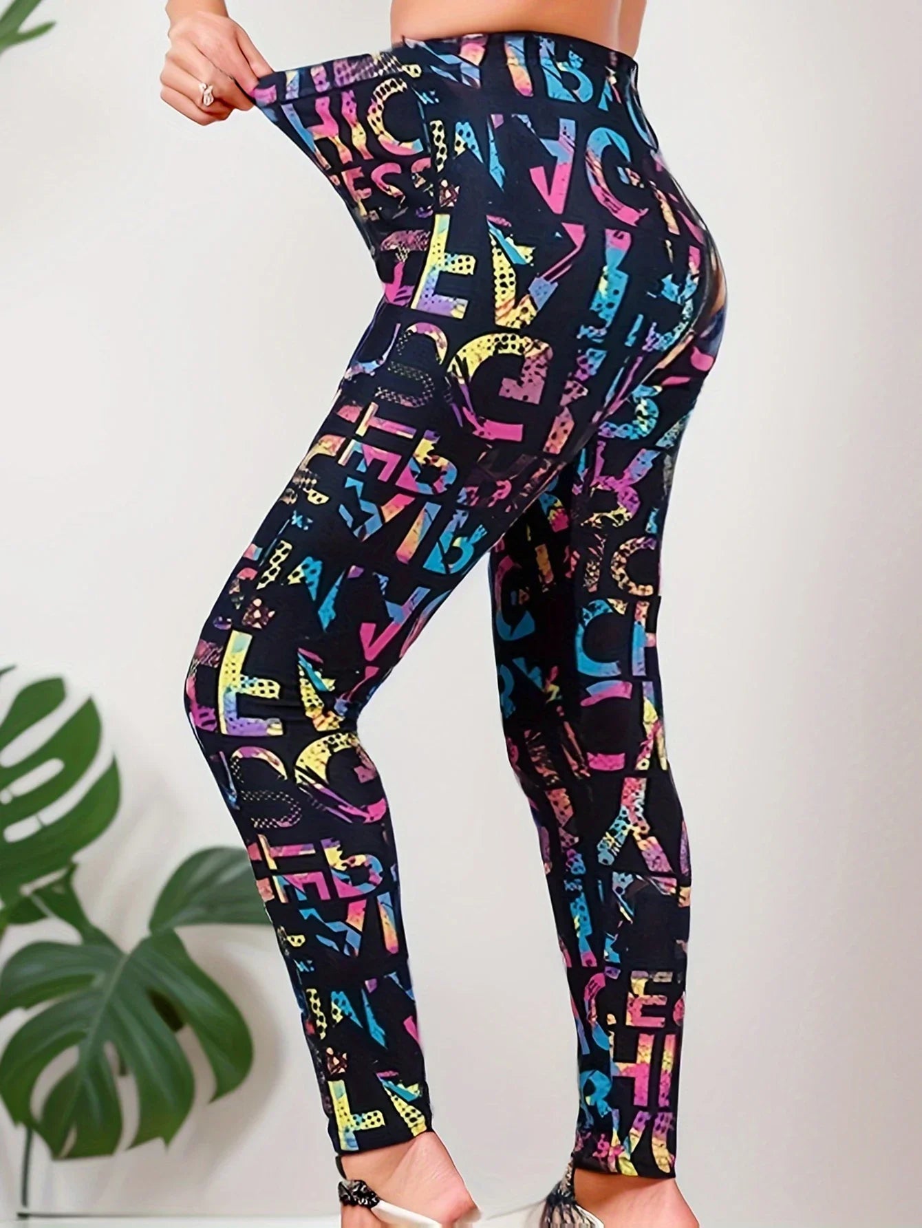 Women's Graffiti Casual Printed Fitness High Stretch Brushed Sexy Nine Point Pencil Exercise Yoga Leggings...'