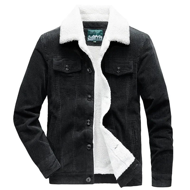 Casual Solid Color Winter Zipper Corduroy Cotton Jacket....