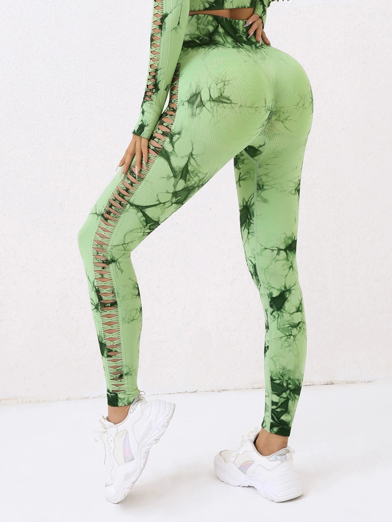 Women's Sexy Skinny Stretch Butt Lifting High Waist Seamless Hollow Out Tie Dye Yoga, Gym Leggings...