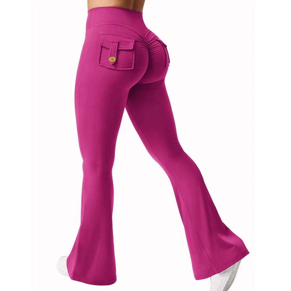 Women's Tight Fitting High Waist Butt-Lifting, Button Back Pocket Fitness Yoga Leggings...