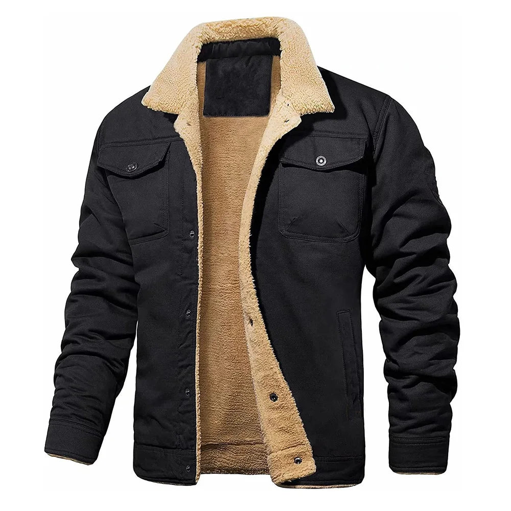 Mens Fashion Fleeced Thick Warm Casual Winter Jacket Solid Colors....