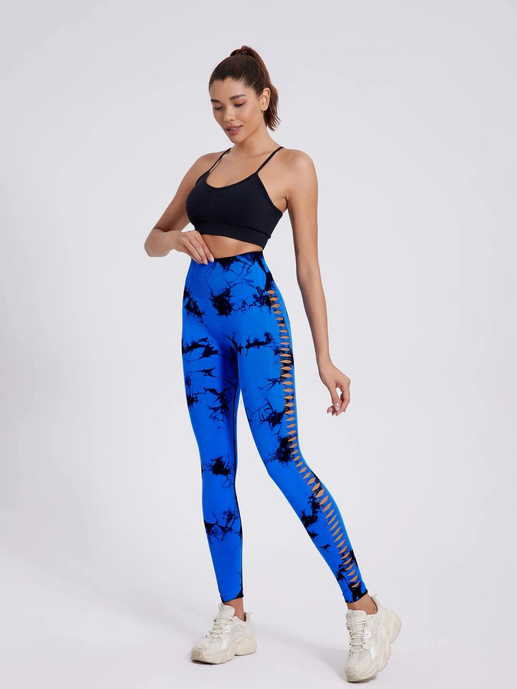 Women's Sexy Skinny Stretch Butt Lifting High Waist Seamless Hollow Out Tie Dye Yoga, Gym Leggings...