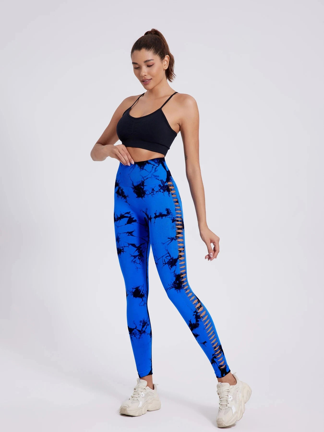 Women's Sexy Skinny Stretch Butt Lifting High Waist Seamless Hollow Out Tie Dye Yoga, Gym Leggings...