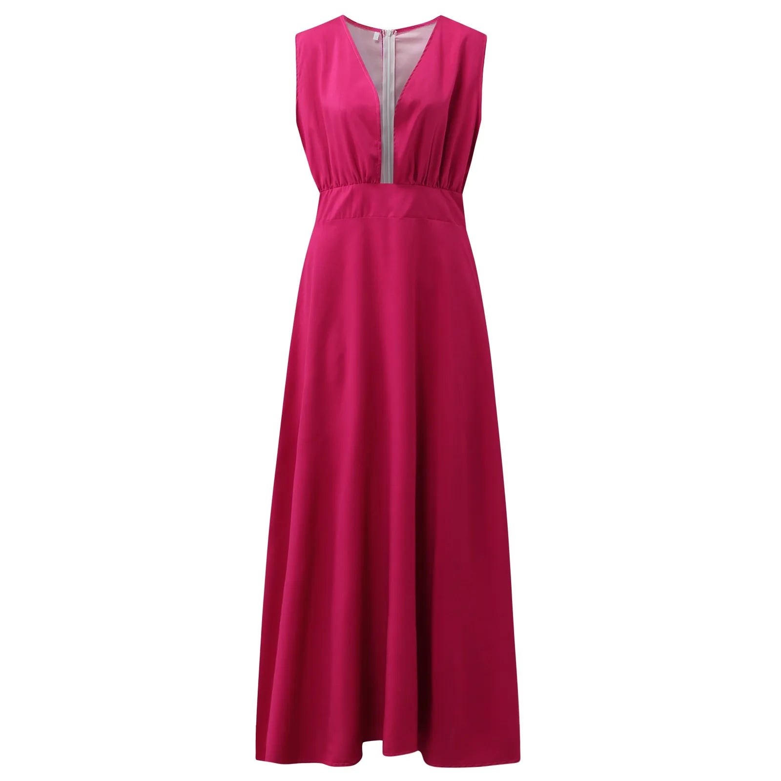 Women's Beautiful Pink A Line V Neck Sleeveless, High Waist, Elegant Holiday Long Dresses...........................