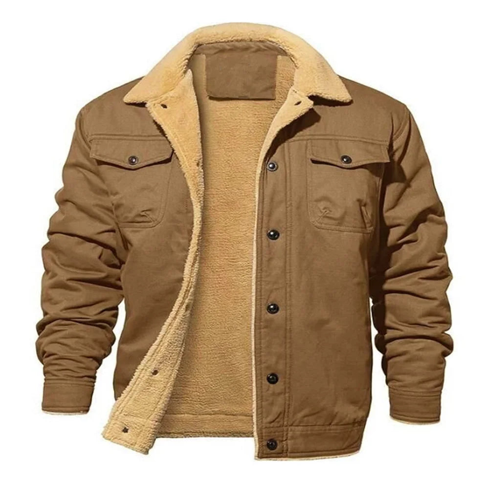 Mens Fashion Fleeced Thick Warm Casual Winter Jacket Solid Colors....