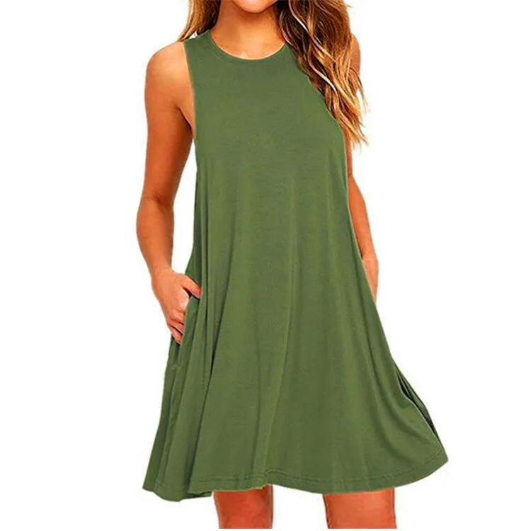 Women's Summer Casual Beach Cover Up With Pockets T-Shirt Dresses...