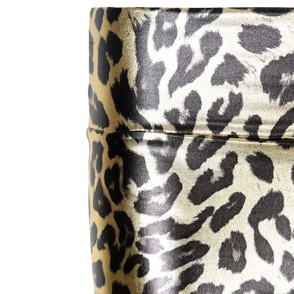 Women's Shiny Elastic Mid Waist Ankle-Length Leopard Leggings...