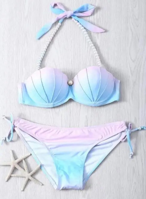 Sexy Open Back Women's High Waist Bikini Swimwear Set...