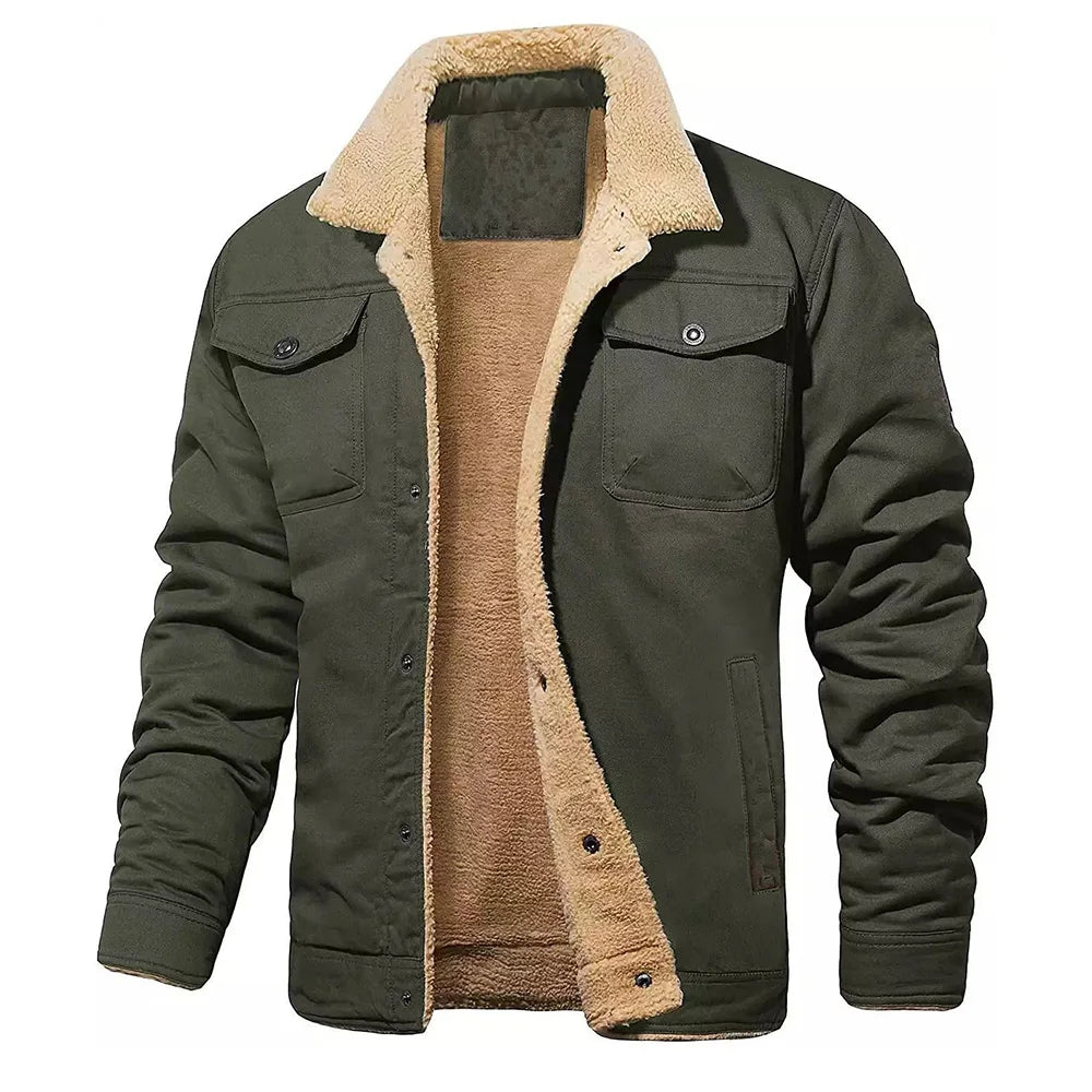 Mens Fashion Fleeced Thick Warm Casual Winter Jacket Solid Colors....