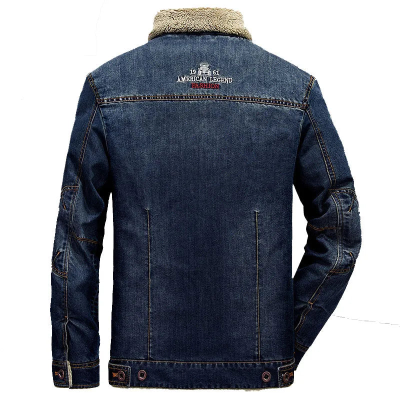 Mens Casual Winter Oversized  Streetwear Fleece Denim Jacket For The Big Guys Size 6XL 7XL
