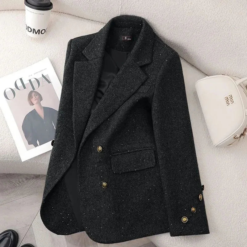 Women's Spring/Autumn Professional Version Double-breasted Blazer Jacket...