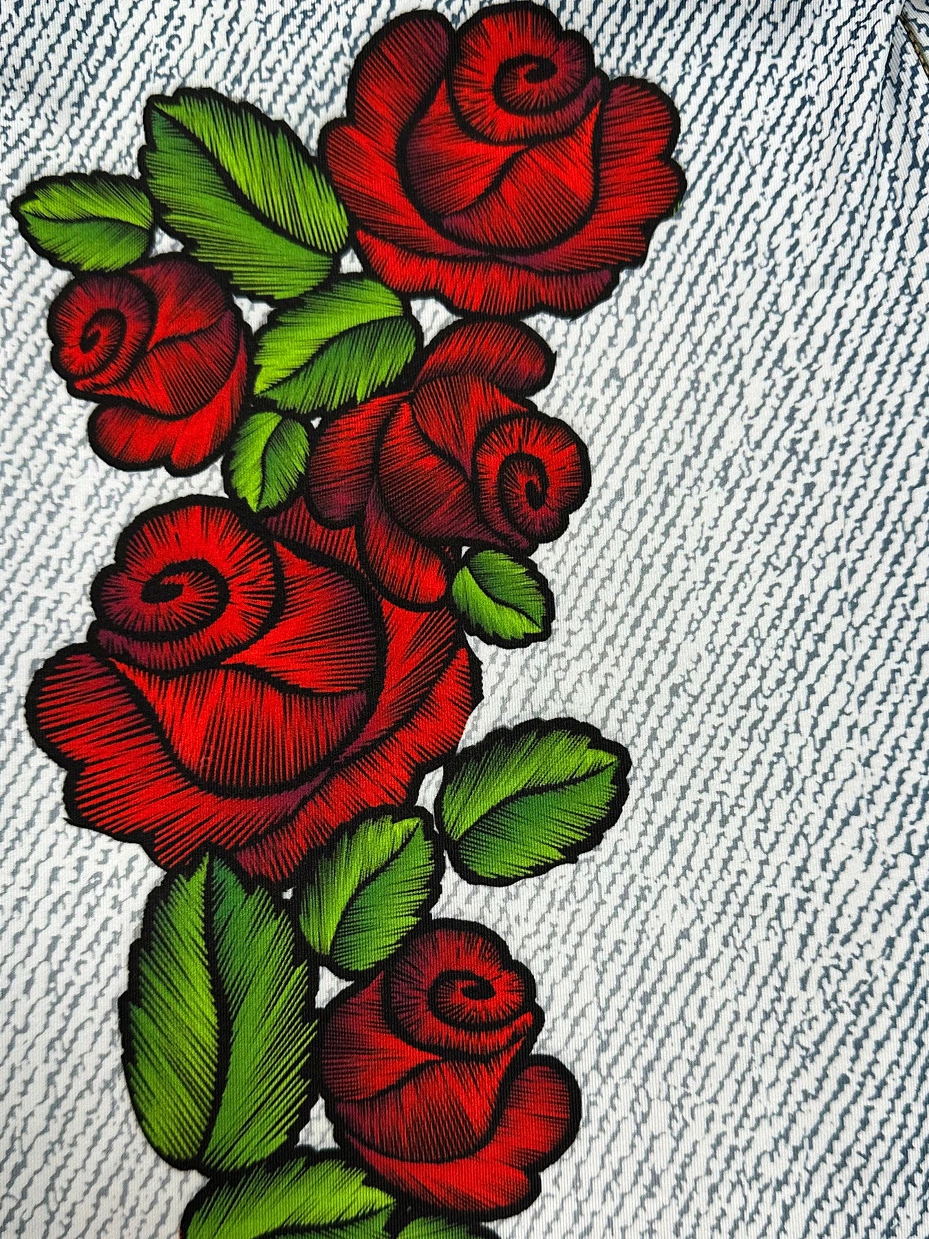 Women's New Sexy High-waisted Imitation Denim, Elastic Rose Nine-point Leggings...