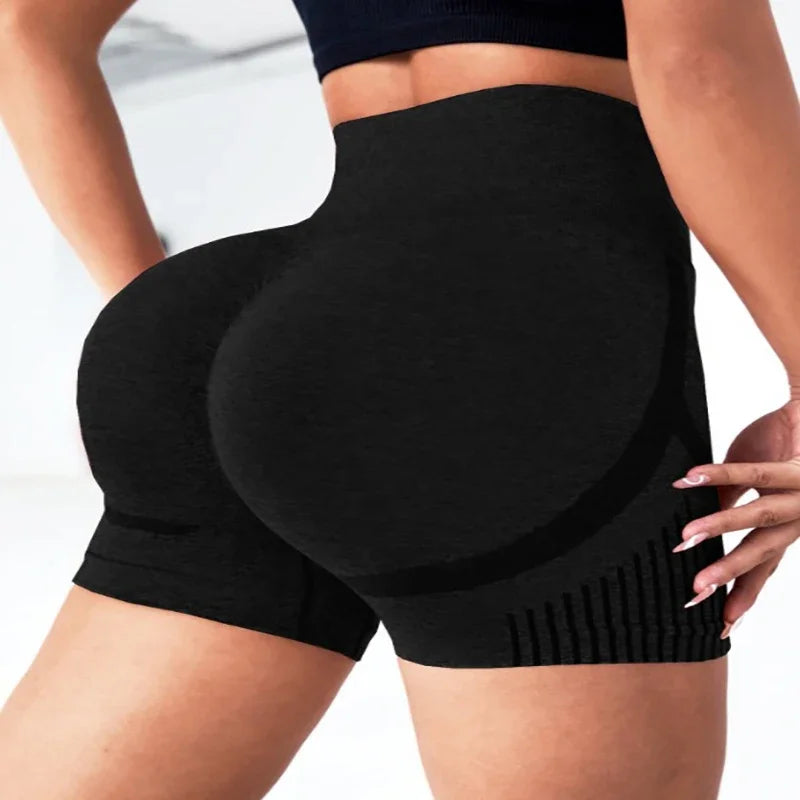 Women's Seamless yoga shorts with high-waist support and quick-dry fabric. Perfect for workouts,