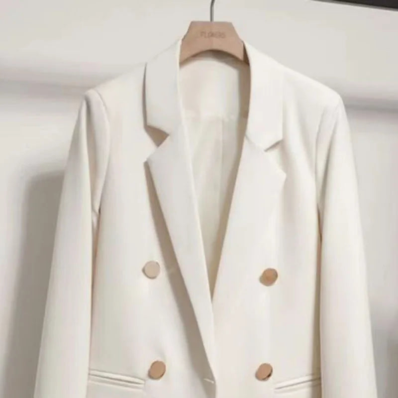 Women's Elegant Double-Breasted Versatile Loose Notched Collar High-End Suit Blazers Jacket...