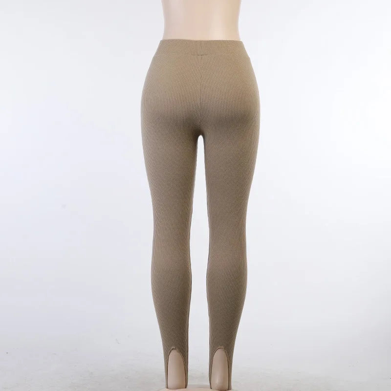 Women's High Waist Elastic Breathable Knitted Tight  Gym Running Yoga Slim Leggings Pants...
