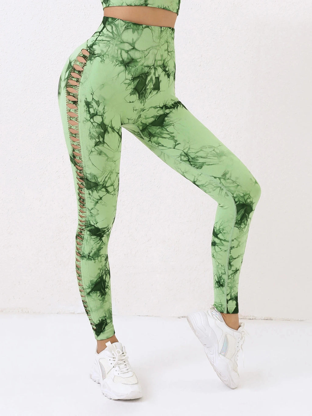 Women's Sexy Skinny Stretch Butt Lifting High Waist Seamless Hollow Out Tie Dye Yoga, Gym Leggings...