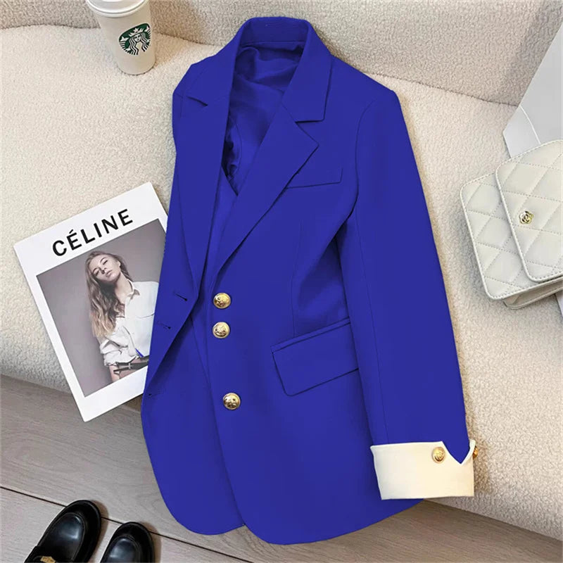 Women's Vintage Spring Autumn Single-breasted Casual Blazer Suit Jacket...