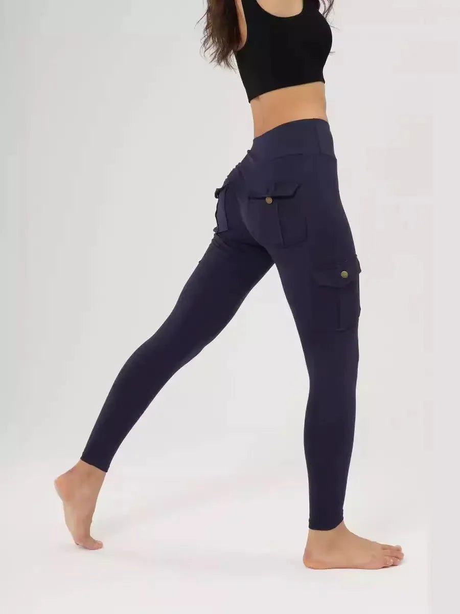 Women's Fitness Yoga Solid Color High Waist, With Pockets Leggings...