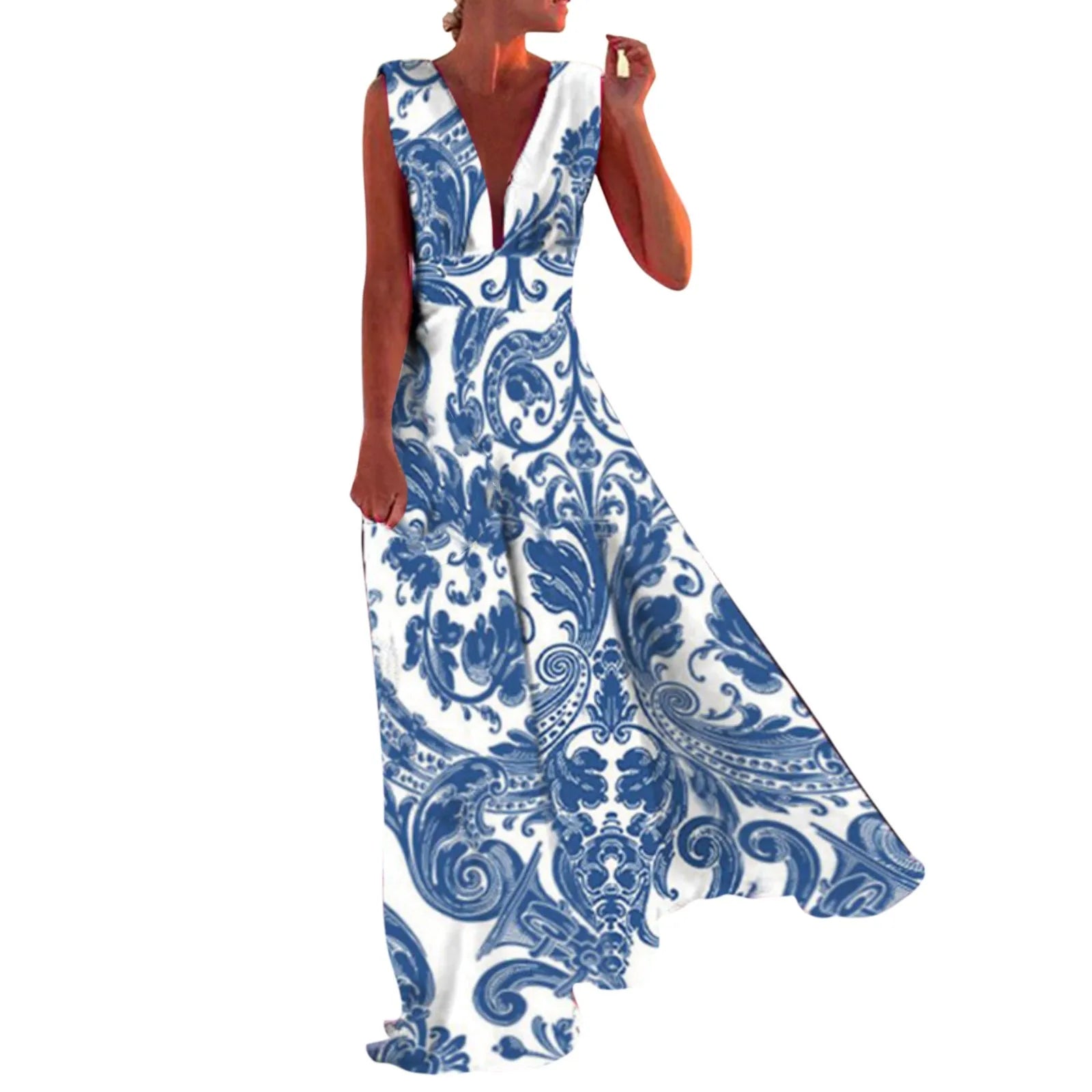 Women's Beautiful Pink A Line V Neck Sleeveless, High Waist, Elegant Holiday Long Dresses...........................