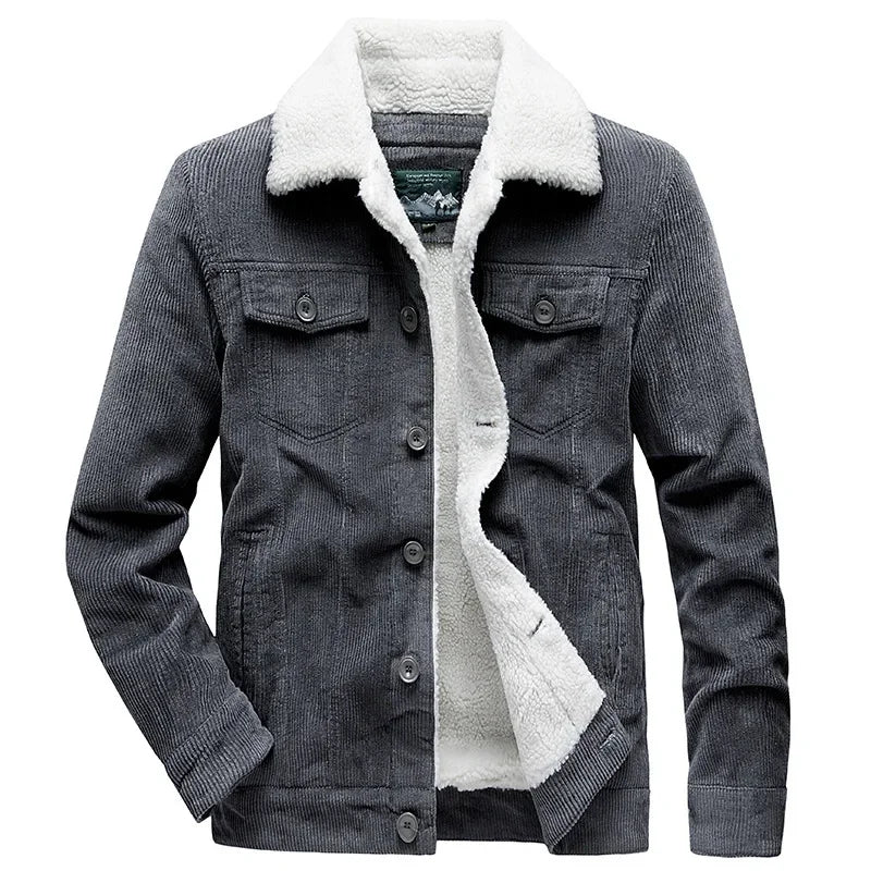 Casual Solid Color Winter Zipper Corduroy Cotton Jacket....