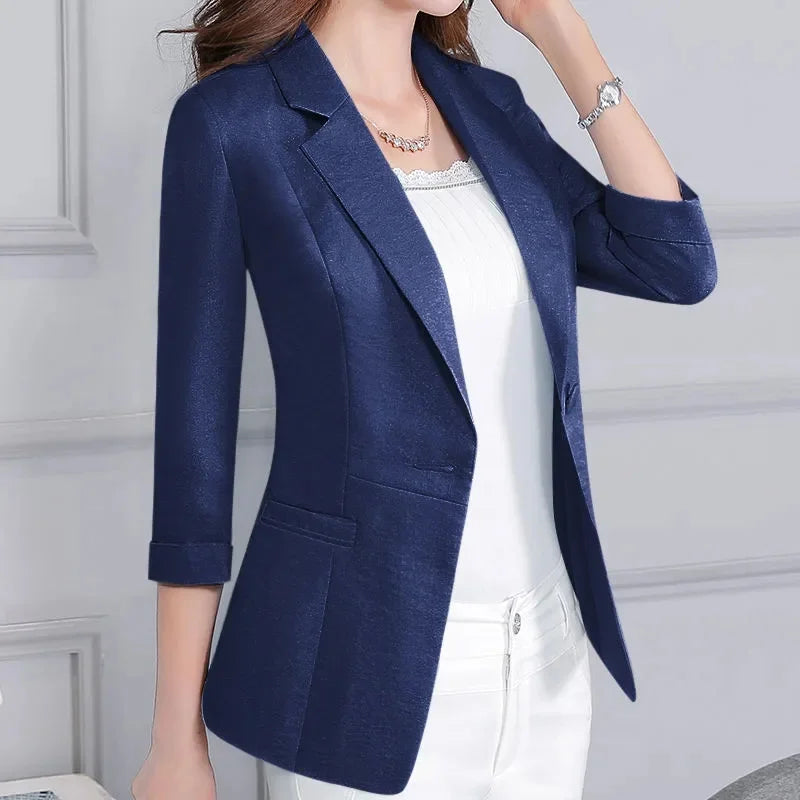 Women's Elegant Classy Seven-Minute Sleeve Pink Office Blazer...