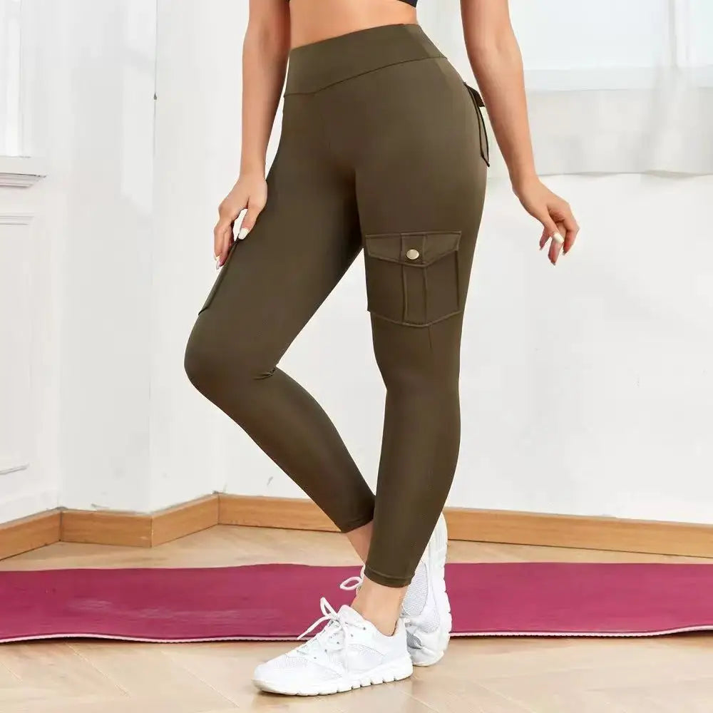 Women's Fitness Yoga Solid Color High Waist, With Pockets Leggings...