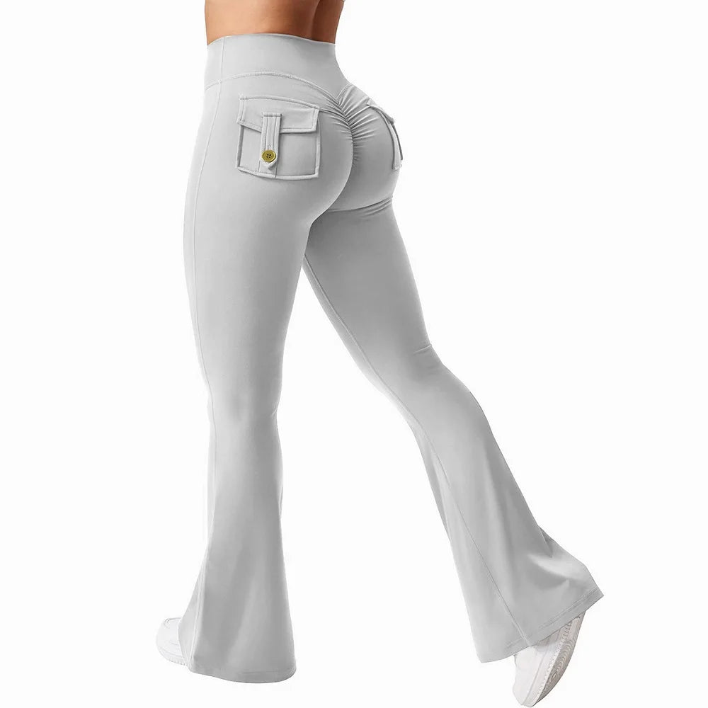 Women's Tight Fitting High Waist Butt-Lifting, Button Back Pocket Fitness Yoga Leggings...