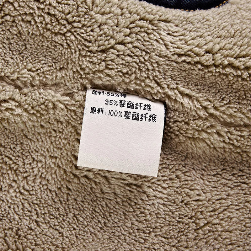 Mens Casual Winter Oversized  Streetwear Fleece Denim Jacket For The Big Guys Size 6XL 7XL