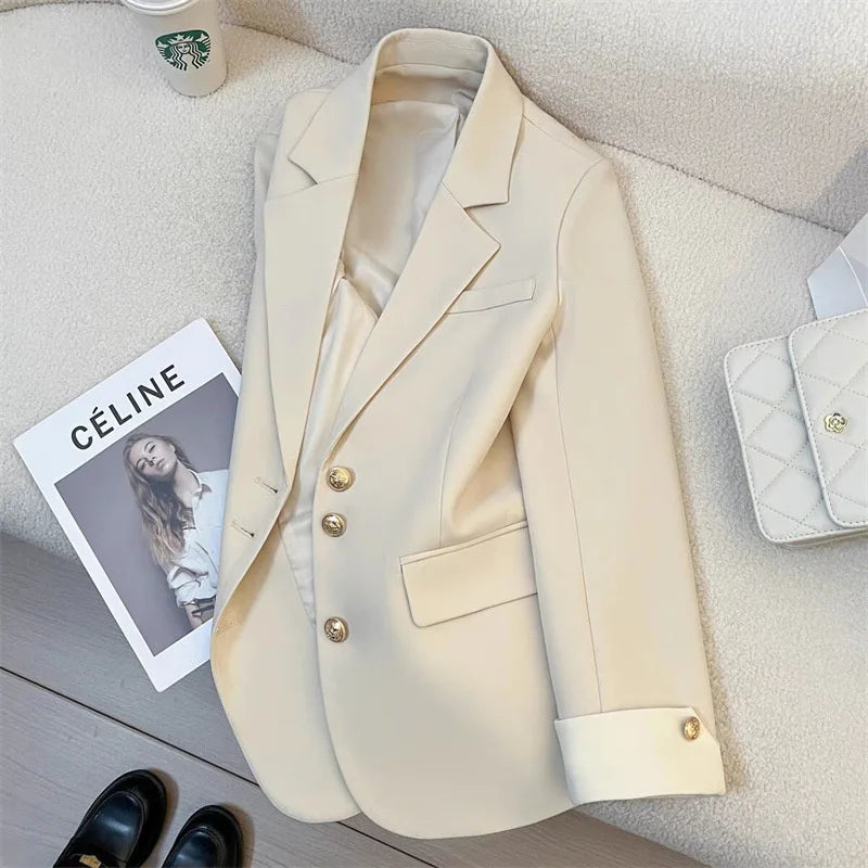 Women's Vintage Spring Autumn Single-breasted Casual Blazer Suit Jacket...