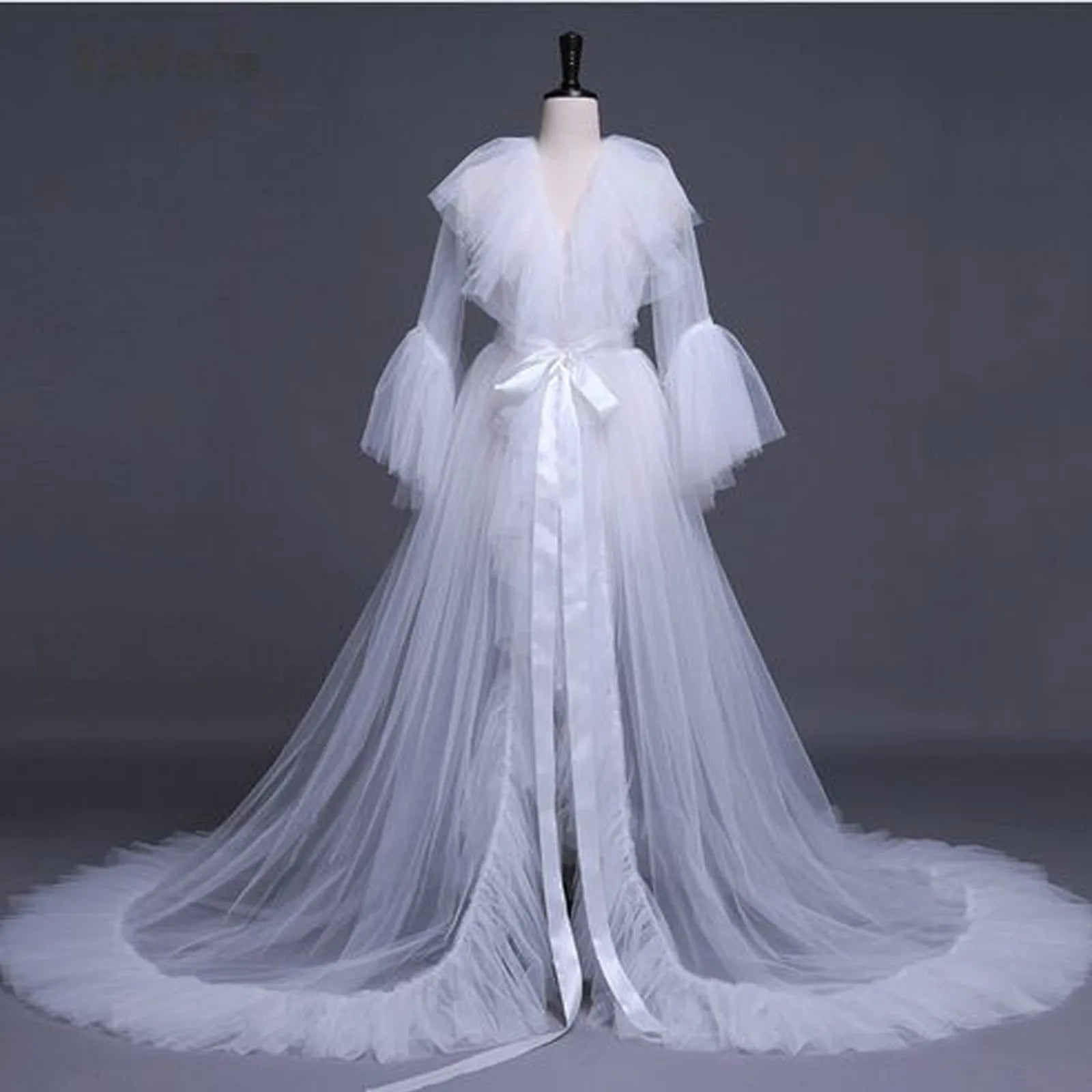 Ladies' Sexy Bridal, Wedding Lace Long Lingerie Robe Dress with Tulle for Women....