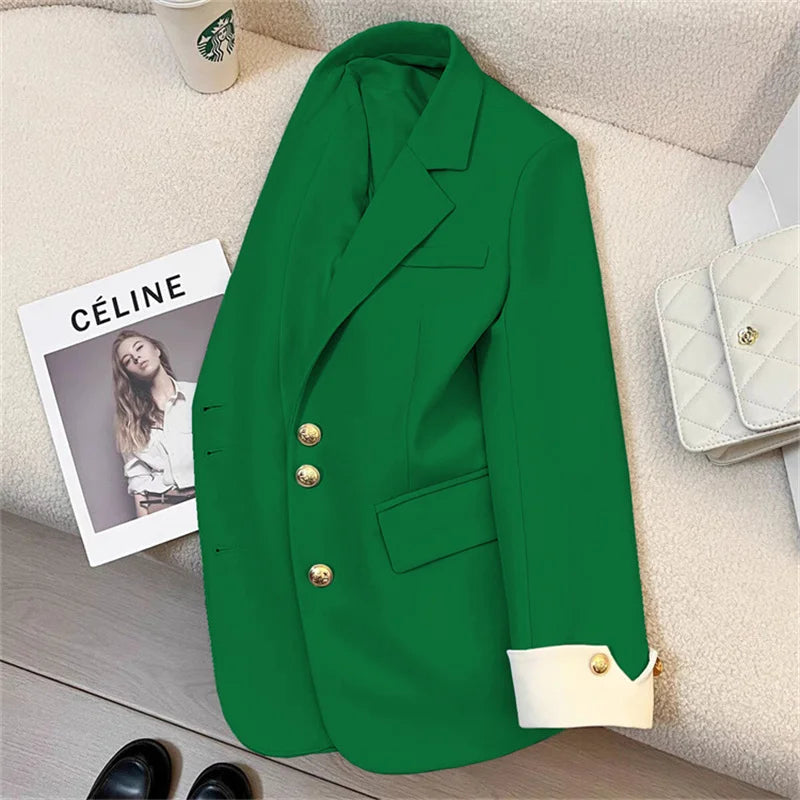 Women's Vintage Spring Autumn Single-breasted Casual Blazer Suit Jacket...